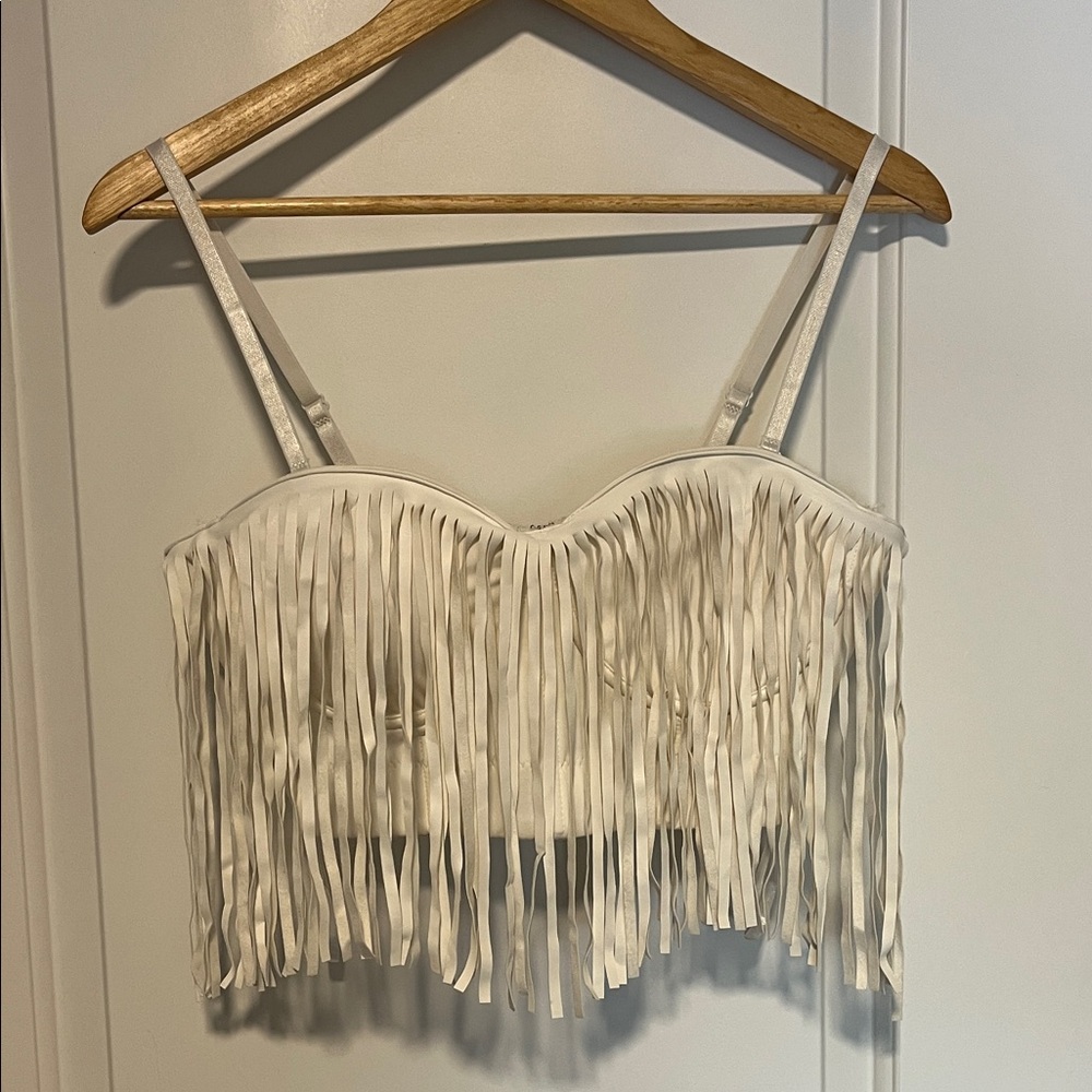 Say What White Fringe Festival Corset Crop Top